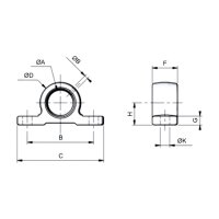 Anschraubbarer Lagerbock FI 40 mm, Satz mit 2 Stück