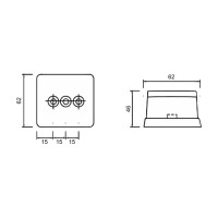 ASPÖCK Squarepoint Begrenzungsleuchte rot/weiß 62×62 mm