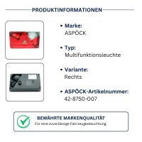 ASPÖCK Multipoint V Rückleuchte rechts 8-PIN 238×140 mm