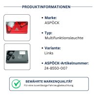 ASPÖCK Multipoint V Rückleuchte links 8-PIN 238×140 mm