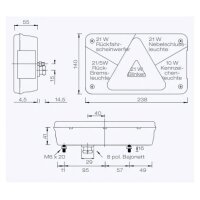 ASPÖCK Multipoint V Rückleuchte links 8-PIN 238×140 mm