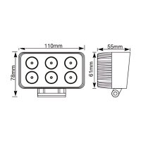 KAMAR L0099 LED Arbeitsleuchte 6x LED 1200lm 12-24V rechteckig