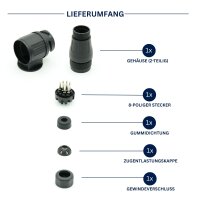 8-poliger Stecker für 13-polige Jaeger Steckdose Bajonett PVC