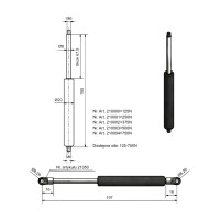 BÜNTE Gasfeder 8/19, 500 N, 165 mm, 60 mm Hub
