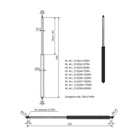 Gasfeder 14/28, 2000 N, 355 mm, 150 mm Hub, M8/M8