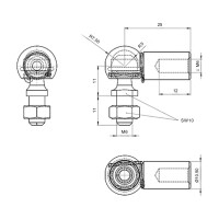 Winkelgelenk M6, M6 x 11 mm