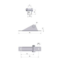 Lagerschuh Ø 8 mm, 18 x 95 mm, Lochabstand 75 mm