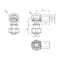 Winkelgelenk M8/M10, M10 x 16,5 mm