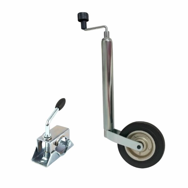 Stützrad Ø 48 mm mit Stahlfelge, Vollgummirad, Klemmschelle, Stützlast 150 kg