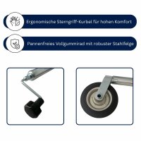 Stützrad Ø 48 mm mit Stahlfelge, Vollgummirad, Klemmschelle, Stützlast 150 kg