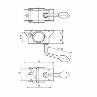 2er Set Rohrstütze Ø 48 x 600 mm, mit Klemmschellen, verzinkt