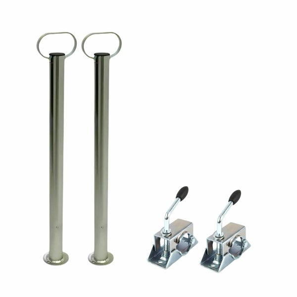 2er Set Rohrstütze Ø 48 x 700 mm, mit Klemmschellen, verzinkt
