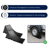 Anhänger Abstellset Komplettset – Stützrad, 2 Rohrstützen 700 mm, 3 Klemmschellen und 2 Radkeile