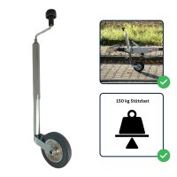 Anhänger Abstellset Komplettset – Stützrad, 2 Rohrstützen 700 mm, 3 Klemmschellen und 2 Radkeile