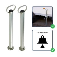 Anhänger Abstellset Komplettset – Stützrad, 2 Rohrstützen 700 mm, 3 Klemmschellen und 2 Radkeile