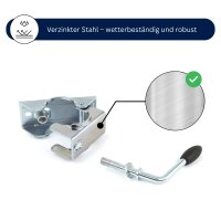 Anhänger Abstellset Komplettset – Stützrad, 2 Rohrstützen 700 mm, 3 Klemmschellen und 2 Radkeile
