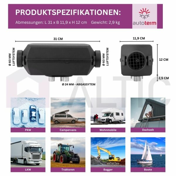 AV-Engineering GmbH & Co. KG  Opel Combo Planar 2D Luftheizung Standheizung  mit PU27 Timer